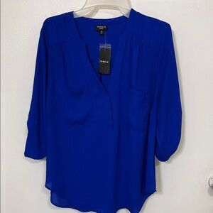 Torrid Royal Blue Harper Split-Neck Blouse